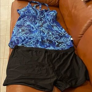 Chic Blue Paisley Women's bathing suit Set
